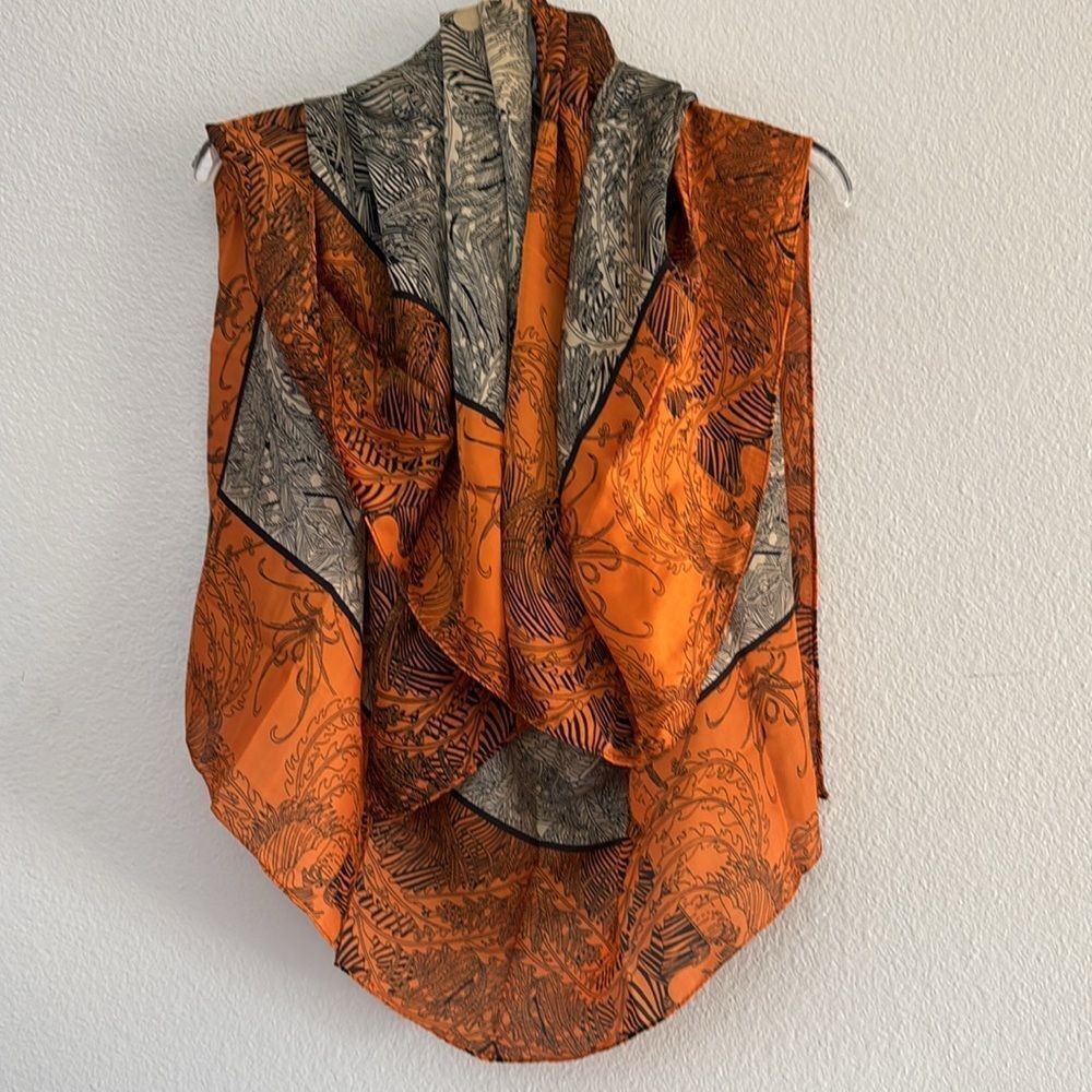 Colorblock Vine Print Scarf NWT - Picture 3 of 6
